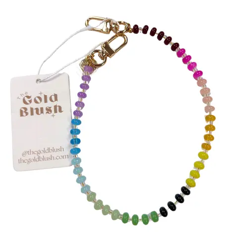 Gold Blush® Rainbow Beaded Bag Chain- Colorful Purse Charm Strap (14" or 18")