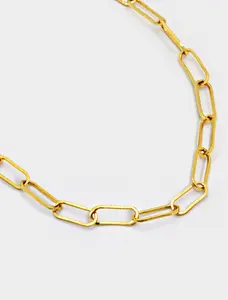 SONIA HOU Essential Large 15MM Paperclip Chain Necklace - 18K Gold over Sterling Silver | S925 Classic Simple Stackable | Anniversary Birthday Gift
