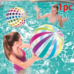 1-Pack Polka Dot Beach Ball Inflatable PVC Water Play Ball Color Striped Ball Outdoor Swimming Pool Beach Party Decoration Inflatable Ball Outdoor Activities