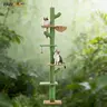 PAWZ Road Cactus-Gothic-Leopard Floor-to-Ceiling Cat Tree, Adjustable Height Vertical Scratcher with 5 Tiers, Fully Wrapped Scratching Posts, Cozy Hammock, Platforms, Dangling Balls for Small 0-15lbs Indoor Cats#DealsForYouDays
