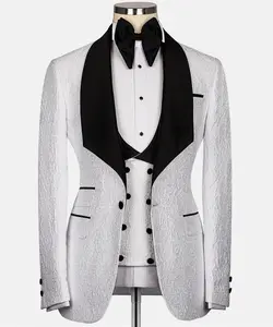 White & Black Embossed Tuxedo – Striking Contrast
