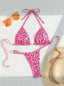 Sexy Leopard Bikini Set, Fashionable Swimwear for Hot Summer Days, Perfect for Beach and Pool, Comfortable Two-Piece Swimsuit for Women, Tie Back Bikinis