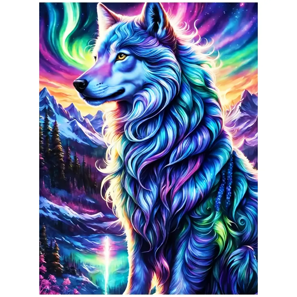 Wolf Animal Diamond Painting Kit Square Round Diamond 5D DIY Diamond Arts Making Kit Cartoon Cross Embroidery Handmade Art Exquisite Gift Home Decor Needle Crafts Kit Cross Stitch Kits