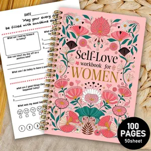 1 Self-Emotional Care Journal, Pink Floral and Green Leaf Design, Mindfulness Self-Care Prompts, Gratitude and Habit Tracking, Healthy Gift Diary, Personal Notebook, Self-Care Gift Ideas, Office Planner, Daily Planner, A5 Size