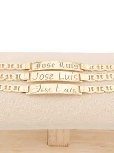 NEW 8-INCH GOLD-PLATED NUGGET-STYLE BRACELET CUSTOMIZABLE WITH ANY NAME OR IMPORTANT DATE PERSONALIZED GIFT IDEAL FOR SPECIAL OCCASIONS
