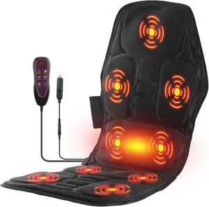 Massage Seat Cushion For Couch, Chair, Massager Mat With Heat, Lumbar Traction & Relax, 9 Vibration Motors & Triple Back Heating Pad, Full Body Massager For Back Waist Hip Leg, Massager Gift For Women/Men, Portable Cordless Multi-Adjustable Massager