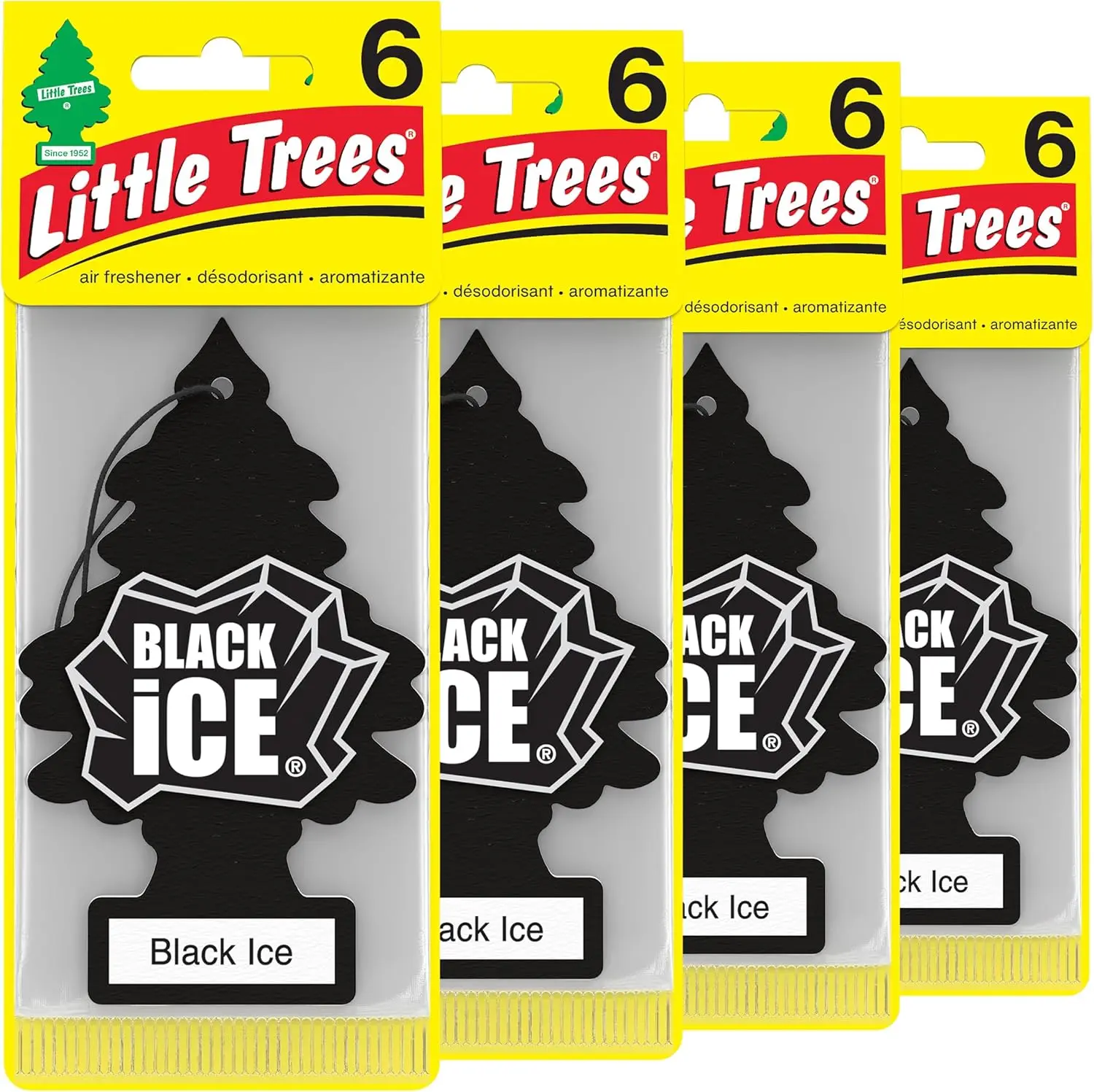 LITTLE TREES Air Fresheners Car Air Freshener. Hanging Tree Provides Long Lasting Scent for Auto or Home. Black Ice, 24 Air Fresheners Little Trees