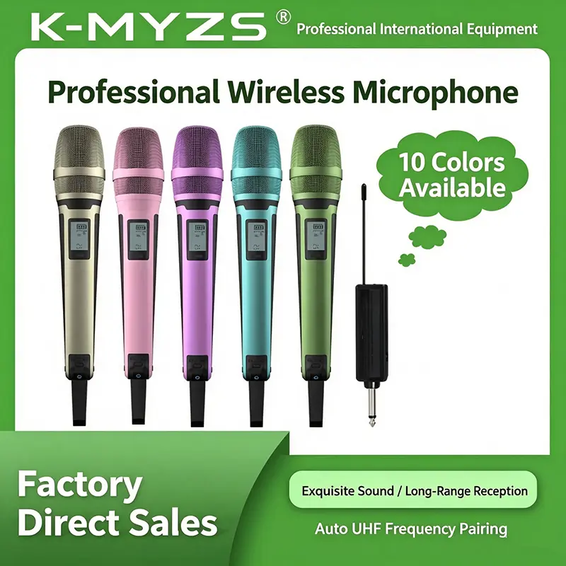 K-MYZS The wireless microphone features an UHF dual-card OK microphone system, 30 adjustable channels, a wireless design and a rechargeable receiver.