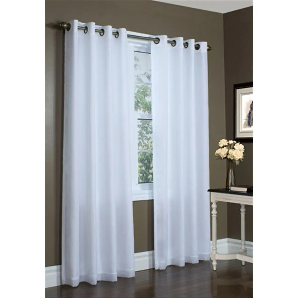 212 MAIN Thermavoile Rhapsody Lined Grommet Panel - Home Decoration Privacy Grommet Thermal Insulated Window Curtain, 54x63 in, White, Home Decoration Curtain, Privacy Grommet Curtains