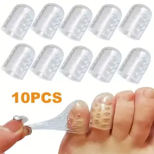 10pcs Silicone Anti-Friction Toe Covers, Breathable Gel Toe Protectors, Unisex Foot Care Accessories, Reusable Comfortable Silicone Guards