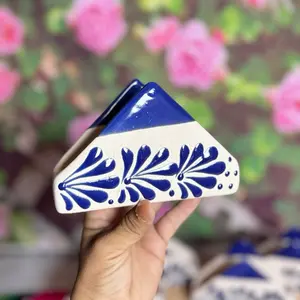 Napkin cielito lindo color cobalto with Blue Floral Design and White Trim Cutlery Tableware