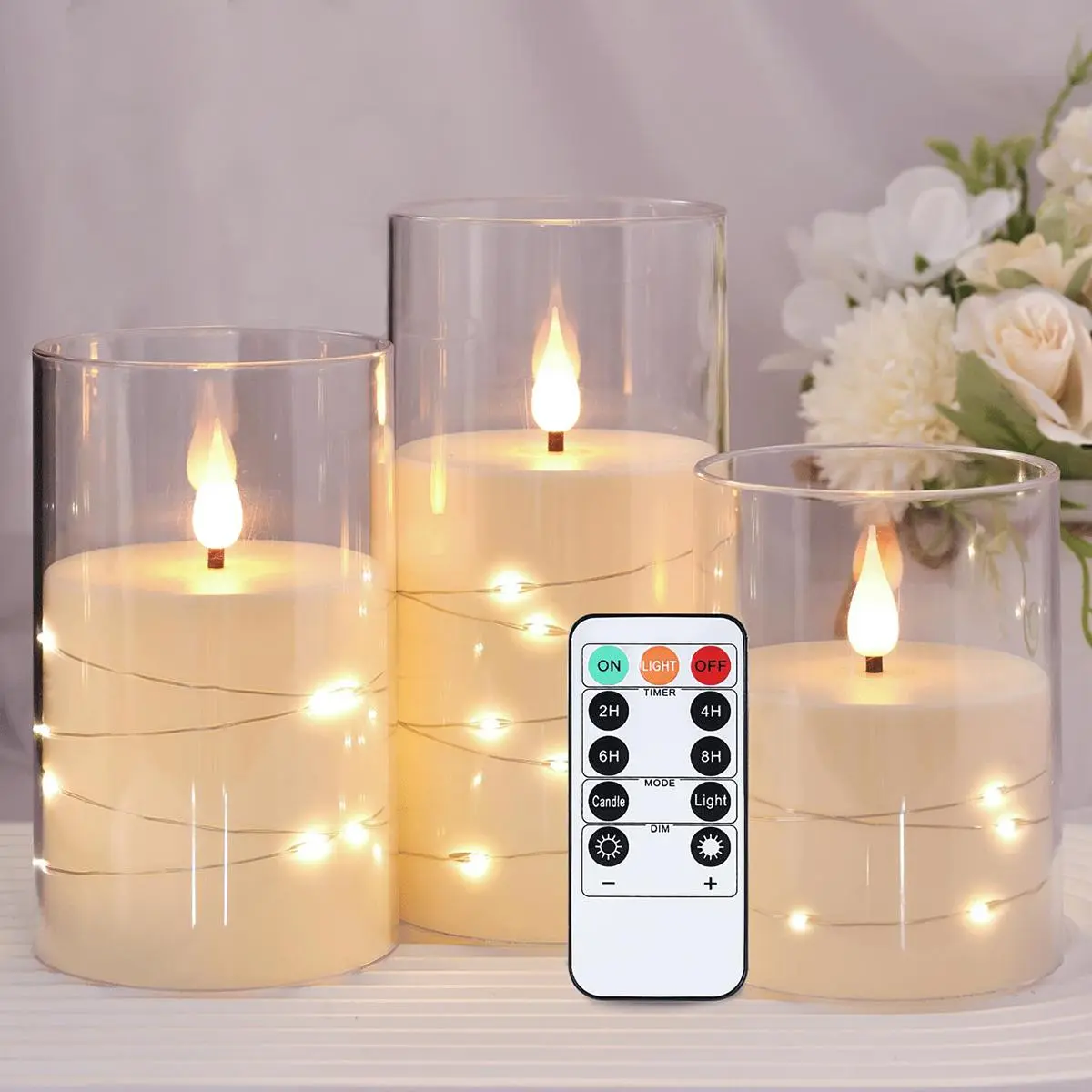 LED Candle Light (3 Counts/Set), Battery Powered LED Candle Light, Decorative Night Light for Home Party Wedding, Light Dimmable, Led Candle Lamp, Led Nightlight, Illuminated Night Light, Led Night Lights, Led Decoration (Batteries Not Included)
