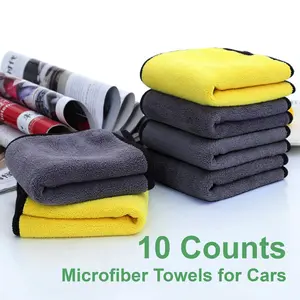 10 Counts Ultrasoft Cleaning Towels, Dual-Sided Coral Velvet Microfiber Cloths for Car Washing and Household Polishing