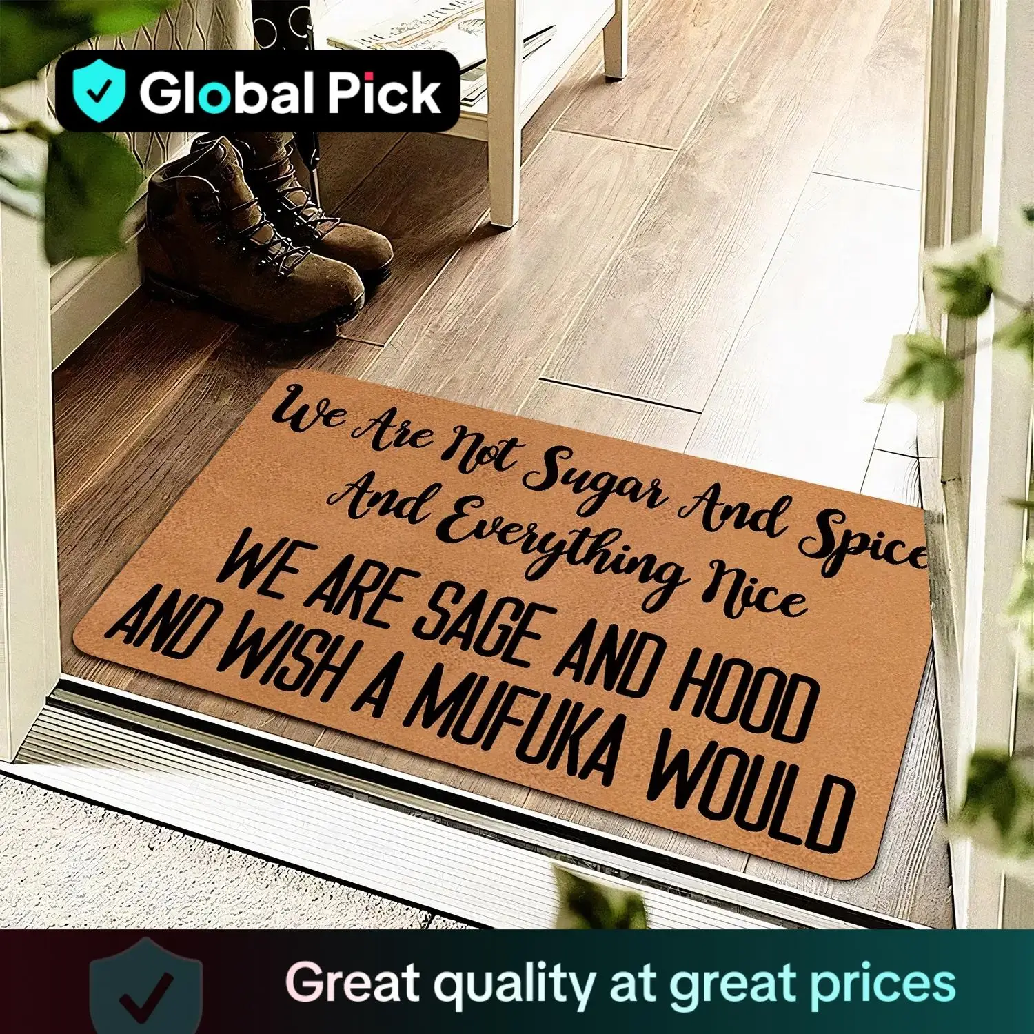 GLOBAL PICK Letter Pattern Door Mat, Non-slip Door Entrance Mat, Rectangle Home Decorative Door Mat for Living Room Bedroom Kitchen Bathroom