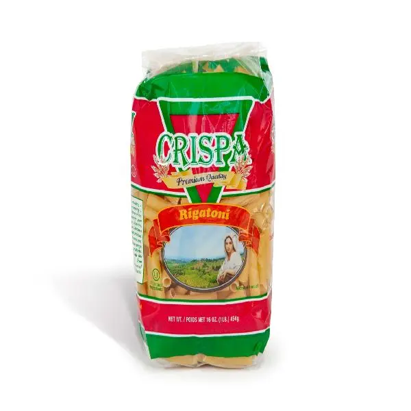 CRISPA Rigatoni Pasta | Premium Durum Wheat Pasta | 16 oz (1 lb) Family Pack | Large Ridged Tubes for Thick Sauces | All Natural Ingredients | Gold Seal Quality