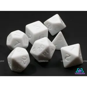 Uninked White | Opaque White, Uninked Stylized Font | Acrylic Dice Set (7)