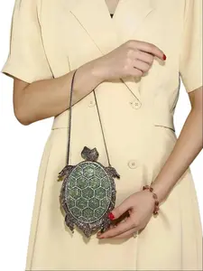 Women Cute Turtle Crystal Evening Clutch Glitter Rhinestone Purse Full Diamond Handbag for Cocktail Prom Party
