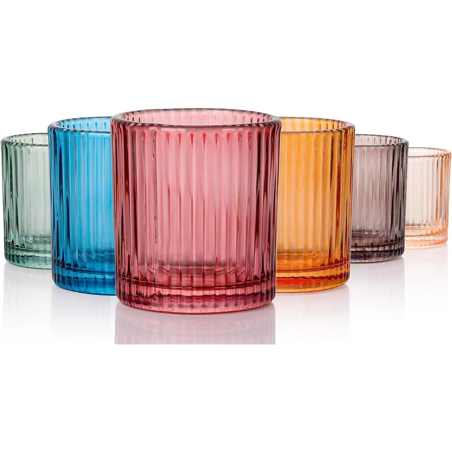 Mini Colored Shot Glasses Set of 6 - 1.5oz Small  Ribbed Glassware, 80s Style Party Cups for , ,  - Father's Day  for Dad &  Bar