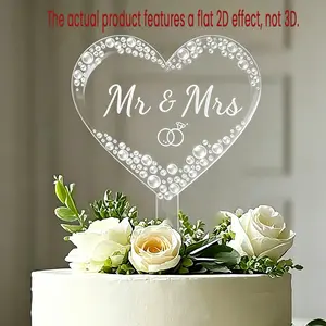 Acrylic Wedding Cake Decorations with Pearls and Rhinestones, Reusable Luxury Cake Toppers, Bohemian Style, Easy to Install, Round Shape