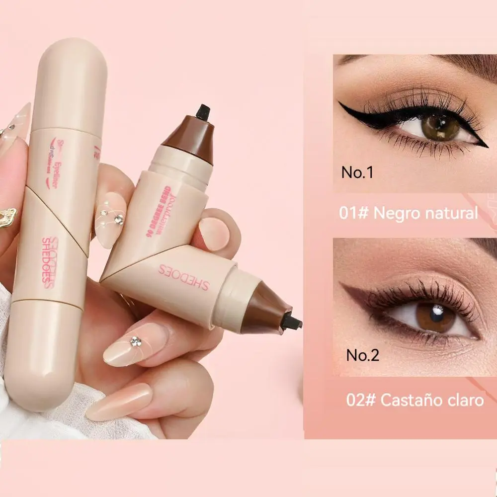 Rotating Dual-Head Eyeliner Stamp – Adjustable angle for perfect wings every time. Smudge-resistant, quick-set, and stays fresh from coffee runs to late nights. Beginner-friendly.