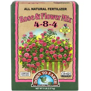 Down to Earth Rose & Flower Mix 4-8-4 OMRI Certified Organic Fertilizer for Planting and Flower Gardening All Natural