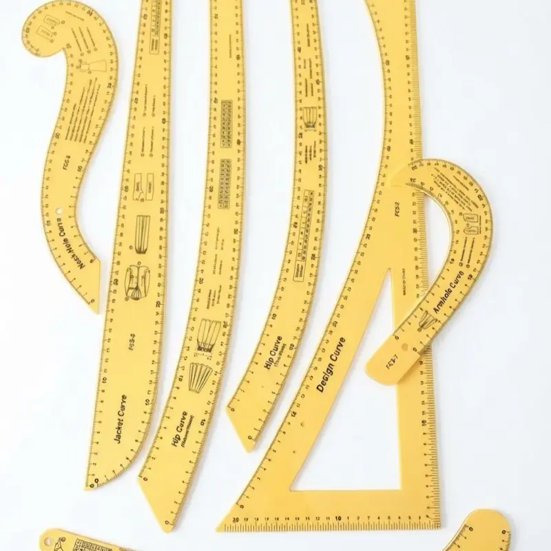 7Pcs Tailor Sewing Ruler Set with French Curve Ruler, Ideal for Beginners' Pattern Making and Drafting