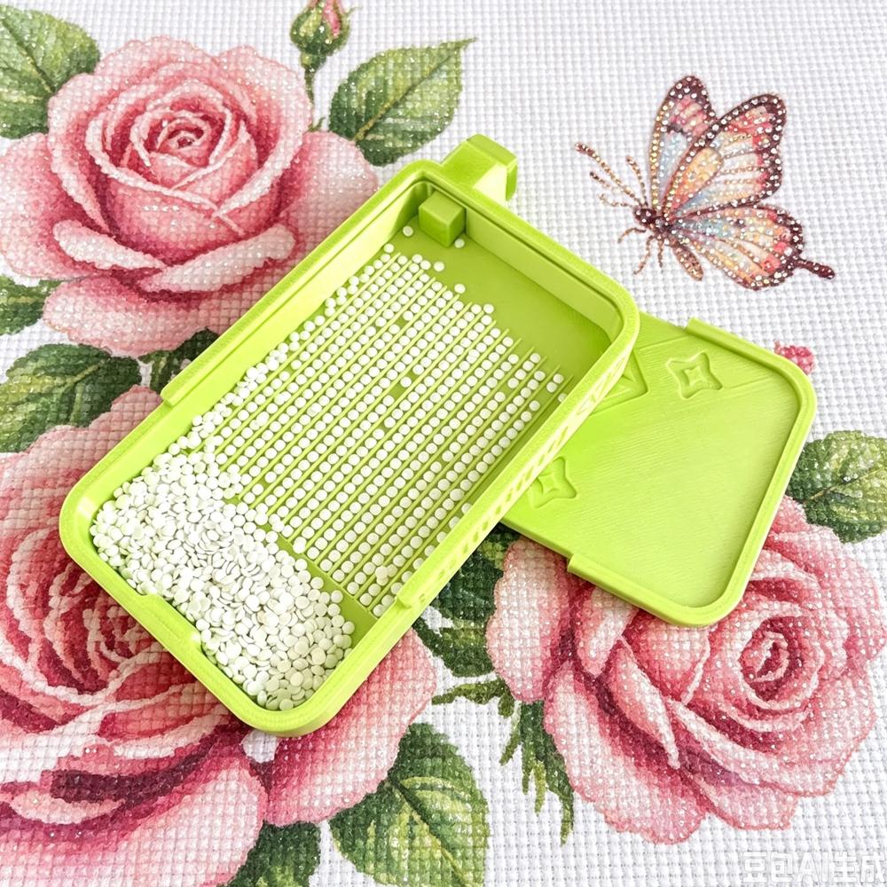3D Printed Grooved Plastic Ship-Shaped Diamond Painting Tray with Slide Cover, Portable Drill Storage Box for Diamond Arts, DIY Needlework Tool Organizer Craft Accessory
