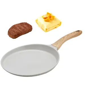 Nonstick Ceramic Crepe Pan with Spreader, Pancake & Dosa Griddle Tawa, Induction Compatible Skillet, PFOA Free Cookware (White) , kitche  bgadget, breakfast pan