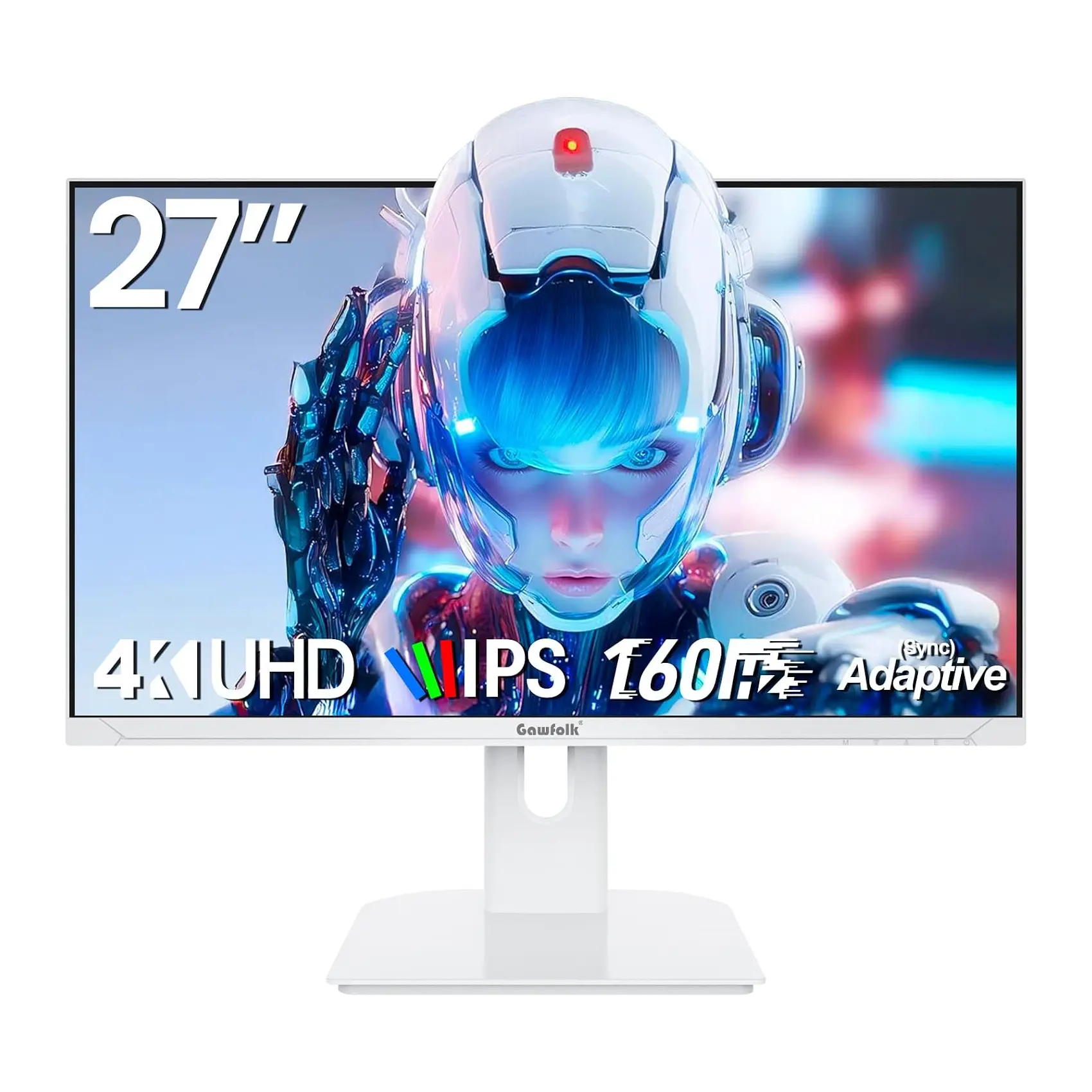 Gawfolk 27 inch 4K Gaming Monitor, UHD 3840 x 2160p 160HZ, White PC Computer Monitors IPS Screen for Home & Office, Support HDMI 2.1, DP 1.4