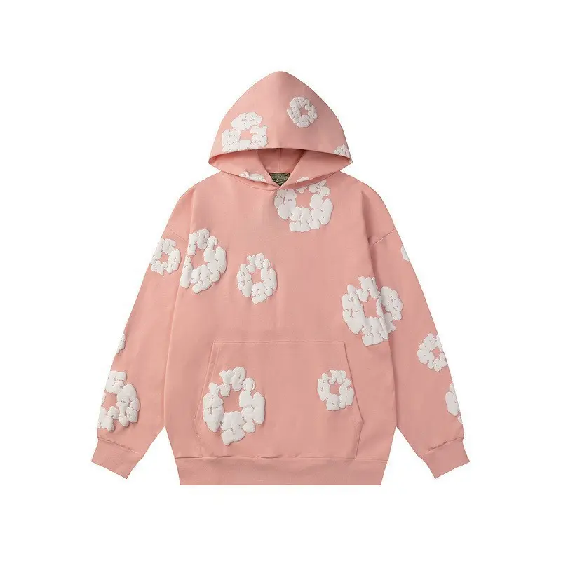 Pink hoodie (white floral wreath)