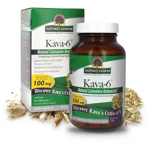 Nature's Answer Kava-6 100mg Vegetarian Capsules 90-Count Natural Calming Aid Mood Support Stress Relief Holistic Formula - Healthcare