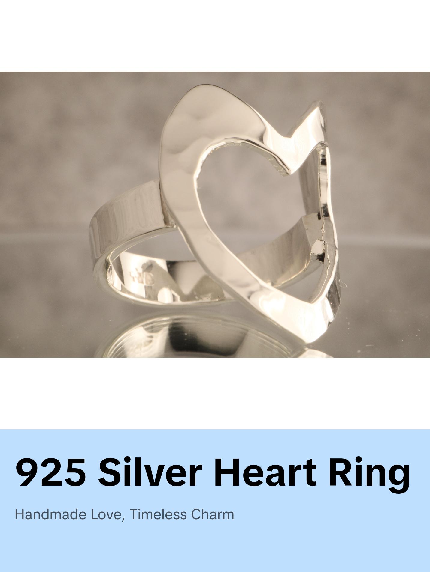 Heartfelt Embrace - 7.5 Grams Of 925 Silver Heart Ring