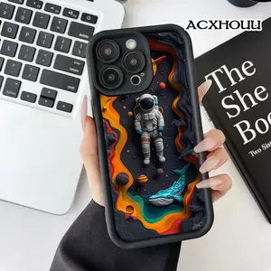 Case for iPhone 17 16 E Pro Max 15 Plus 14 13 12 11 XS XR Astronaut Whale Space Art Anti-Scratch Shockproof Soft Silicone Protective Cover