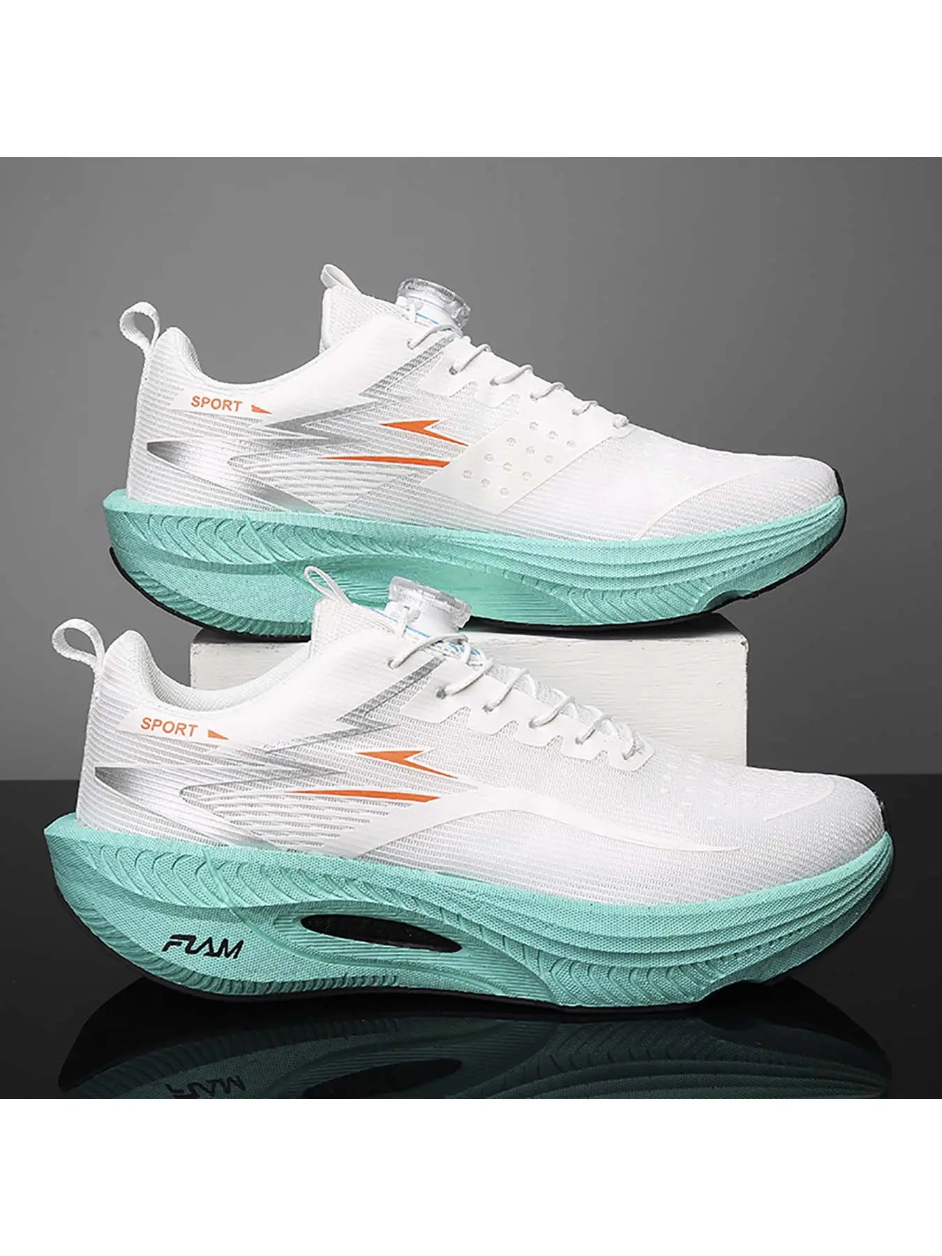 Men's Rotary Buckle Mesh Running Shoes, Shock-Absorbing Responsive Sneakers, Lightweight Non-Slip Laceless Running Shoes, Sporty running shoes