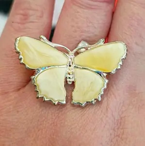 iO's Picks 925 Silver Adjustable Size Ring with Crystals and Gemstones Whimsical Goddess Butterfly and Nature Inspired Statement Pieces