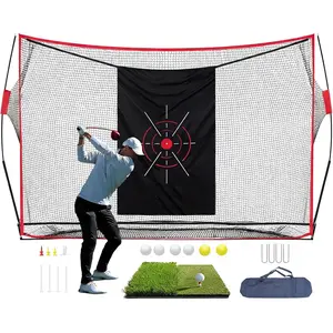 Golf Net,10x7FT Practice Net with Target Cloth,Dual-Turf Mat, Balls,Tees,Carry Bag,Golf Hiting Nets Indoor Outdoor  Equipment
