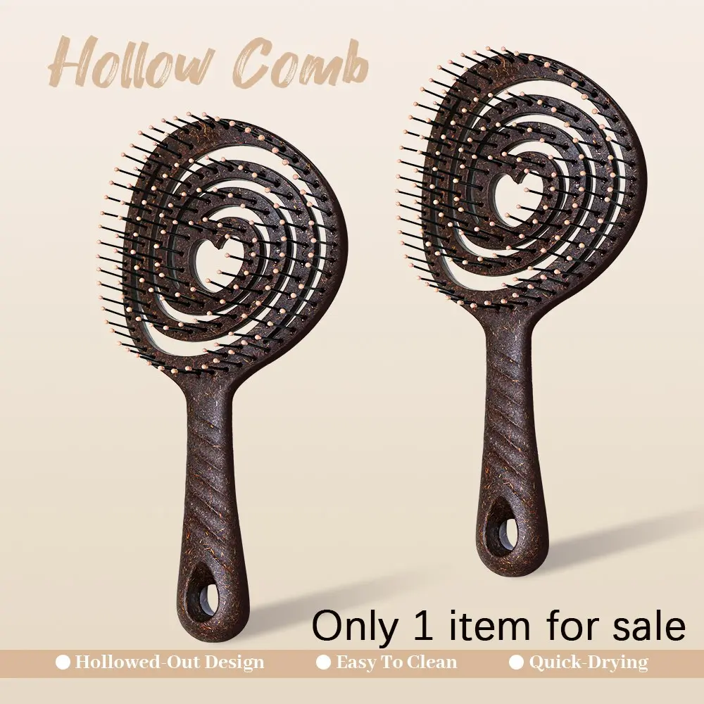 Heart-Shaped Coconut Fiber Comb, Quick-Dry Easy-Clean Anti-Static Scalp Massager, Exfoliating Hair Brush for Women, Salon & Home Use, Easy To Clean
