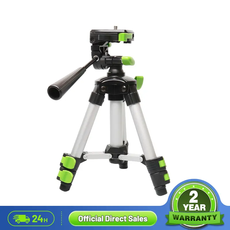 Huepar TPD05 19.7" Ultra-Light Aluminium Leg Mini Tripod - Adjustable Stand with 3-Way Head, Bubble Level, Quick-Release 1/4"-20 Screw Mount for Laser, Camera