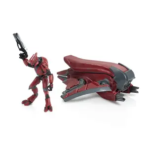 Jazwares Halo Banished Banshee and Elite Enforcer 9-inch Vehicle with Pulse Carbine Weapon, Dark Red Deco
