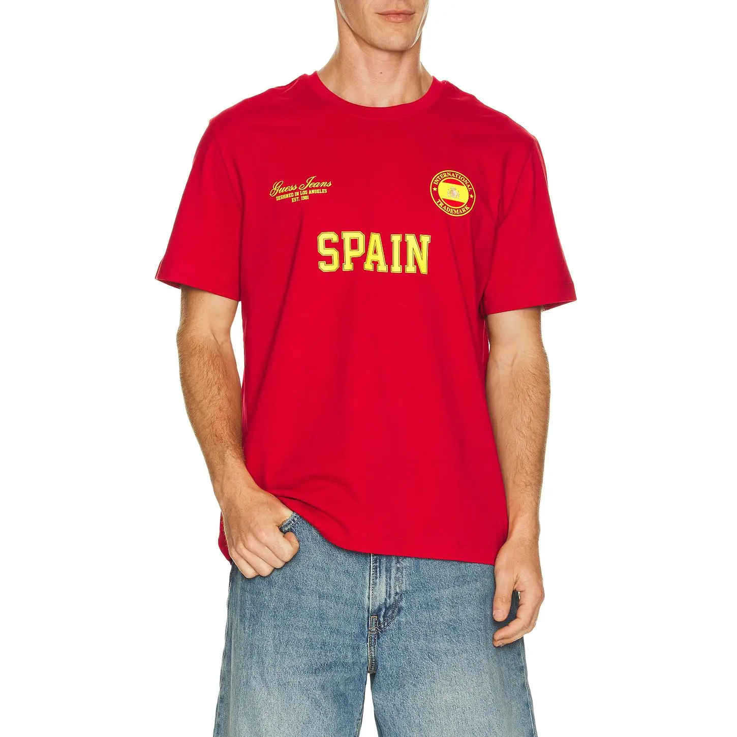 Guess Jeans World Cup Tee in Spain Red