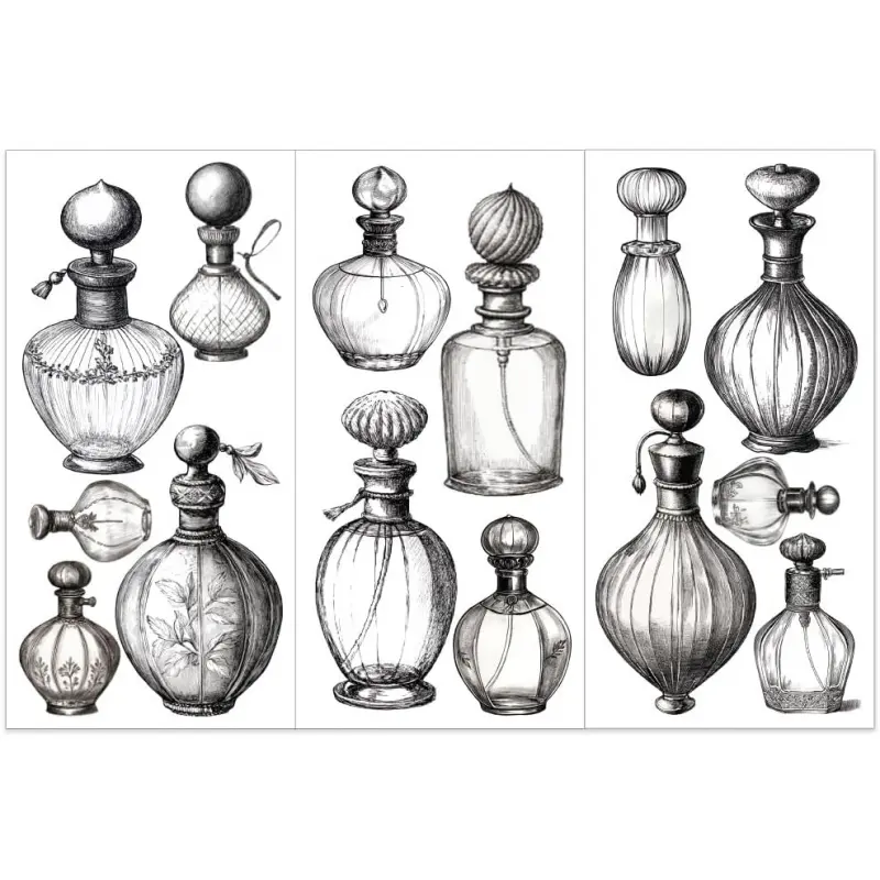 3pcs/Set Perfume Bottle Rub on Transfers for Furniture and Crafts 6x12 Inch Vintage Furniture Decals Decor Furniture Transfer Stickers for  Furniture Decor Scrapbooking