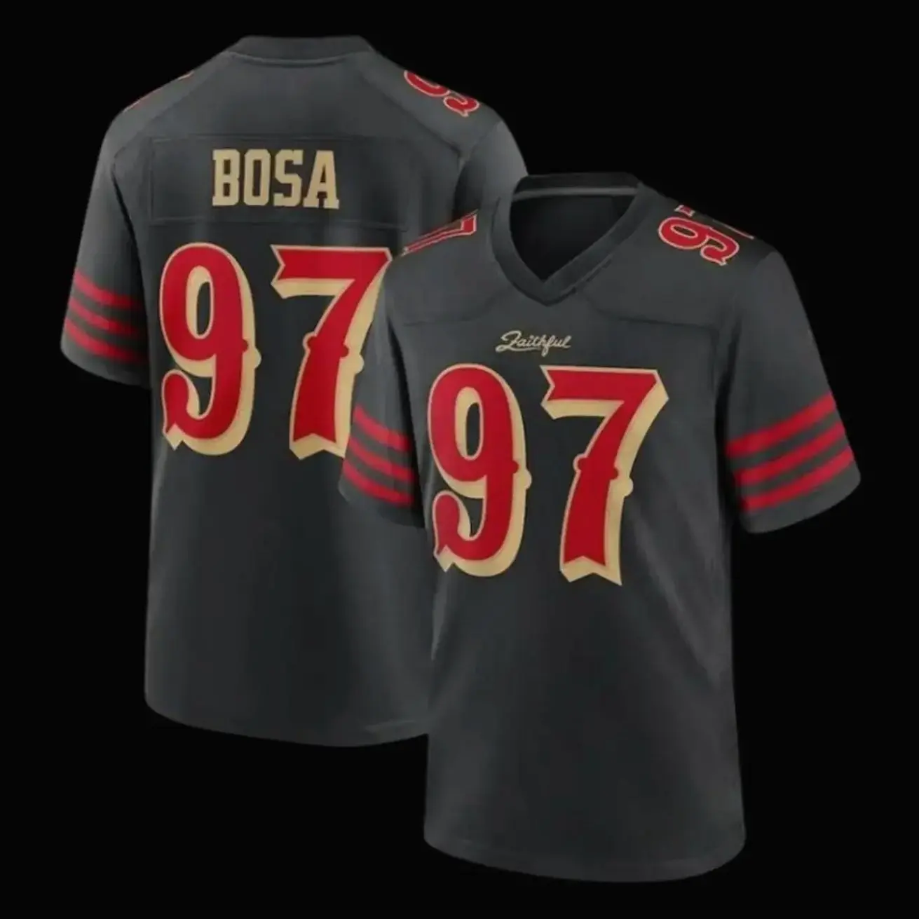 Full Logo Printed Men's Sport Activewear Bosa #97 Football Jersey, Men's Black Football Jersey Shirt, American Football Fan Jersey, Sports Uniform, Football Gift for Him