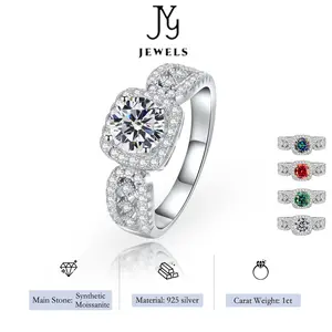 【JYJZZ205】Synthetic Moissanite S925 Silver 1 CT Lace Princess Wide Square Wrap Ring, Fashion Premium Feeling Design，Birthday Gift ，Wedding Gift.