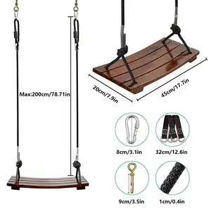 440 Pounds Load Capacity Real Wood Swing, Swing Set | Hanging Swing, 16.9 x 7.9 x 0.5 inches, Suitable for Adults, Indoor/Outdoor Backyard, Play Equipment, Birthday Gift NEW
