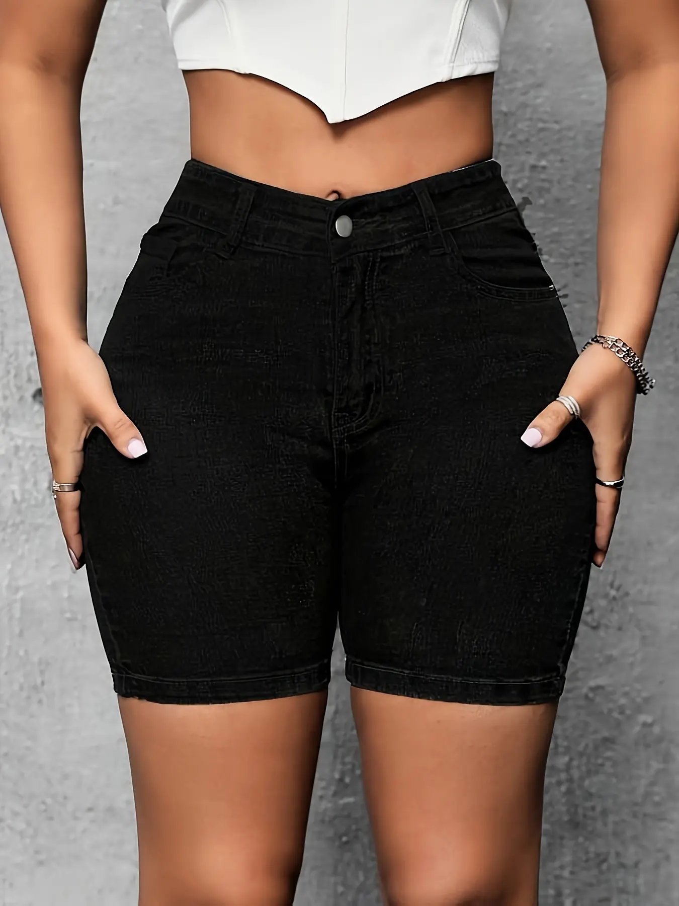 Women's High Waist Slimming Fitted Shorts, Fashionable Summer Shorts, Casual Comfy Shorts, Casual Plain Design, Comfortable and Stylish, Elegant, Perfect for Daily Wear, Everyday, Basic, Womenswear