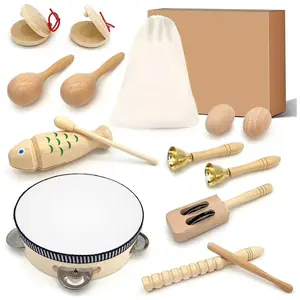 Toddler Musical Instruments,Wooden Percussion Instruments Toy for Kids Baby Preschool Educational Musical Toys Set for Boys and Girls with Storage Bag