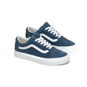 VANS Old Skool Classic Closed Athletic Sneaker - Men's Indigo Pig Suede Casual Trainer, Sports Shoes, Vibrant Casual Trainers, Streetwear Casual Trainers
