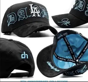 Dandy Hats 9th Anniversary Celebration Hat - Black with LA Logo & Blue Interior - Perfect for Anniversary Fans