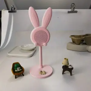 Cute Rabbit Adjustable Phone Stand, Durable Abs Material, Lazy Selfie Holder, Phone Grip Holder, Cartoon Style, Suitable for Desktop, Live Streaming, Watching Shows, Multipurpose Phone Holder, Portable Phone Stand