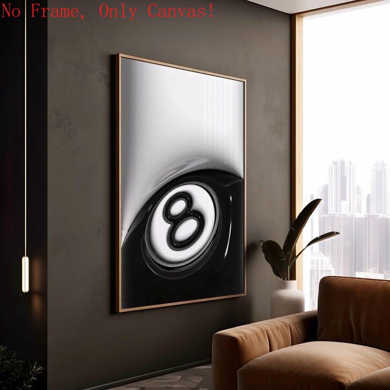 Set of 3 HypeBeast Decor, Cool  Art, 2D  prints, Urban Street Art, HypeBeast Room Decor, Gift for Him, 8 ball.Unframed Acrylic Decorative wall canvas Kitchen Box Paintings Water Proof artwork dark big